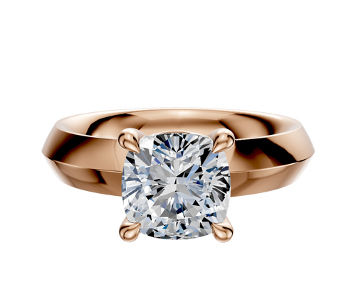 14K Rose Gold 4 Prong Basket Classic Knife Edge 4.0mm Engagement Ring