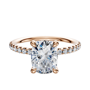 14K Rose Gold 4 Prong Basket Classic Dome 1-Row-Pave 2.5mm Engagement Ring