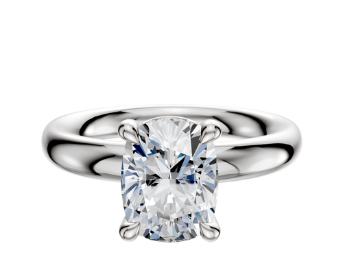 18K White Gold 4 Prong Basket Classic Dome 3.0mm Engagement Ring