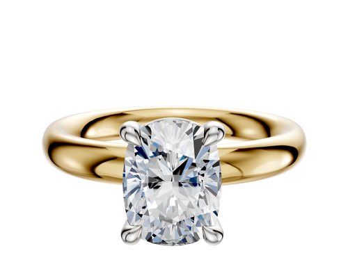 18K Two Tone 4 Prong Basket Classic Dome 3.0mm Engagement Ring