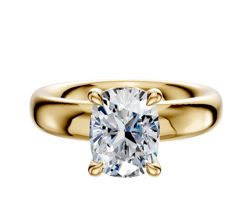18K Yellow Gold 4 Prong Basket Classic Dome 4.0mm Engagement Ring