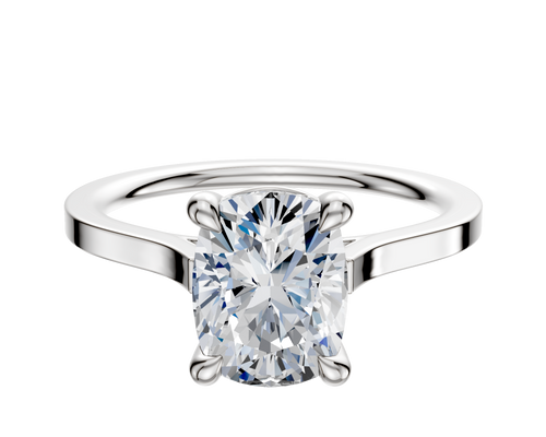 18K White Gold 4 Prong Basket Cathedral Flat 1.5mm Engagement Ring