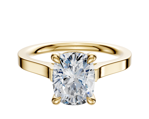 18K Yellow Gold 4 Prong Basket Cathedral Flat 2.0mm Engagement Ring