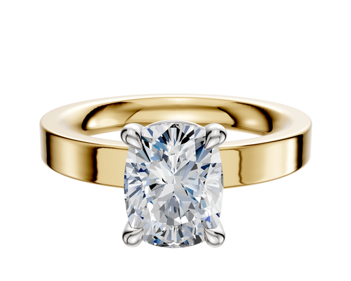 18K Two Tone 4 Prong Basket Classic Flat 3.0mm Engagement Ring