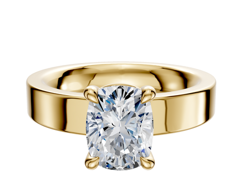 18K Yellow Gold 4 Prong Basket Classic Flat 4.0mm Engagement Ring