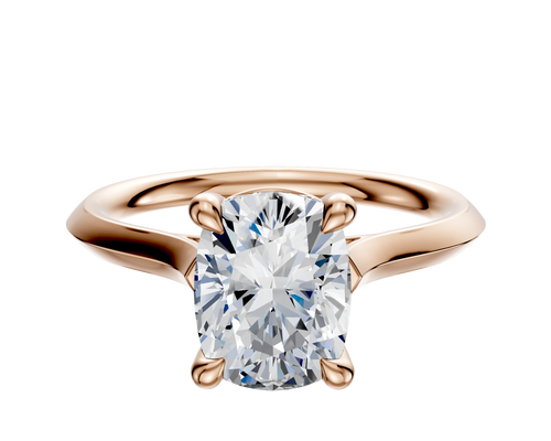 14K Rose Gold 4 Prong Basket Cathedral Knife Edge 2.0mm Engagement Ring