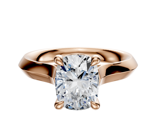 14K Rose Gold 4 Prong Basket Cathedral Knife Edge 3.0mm Engagement Ring