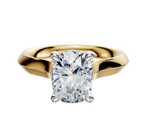 18K Two Tone 4 Prong Basket Cathedral Knife Edge 3.0mm Engagement Ring