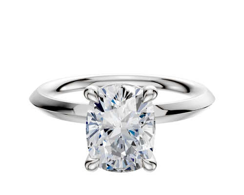 18K White Gold 4 Prong Basket Classic Knife Edge 2.0mm Engagement Ring