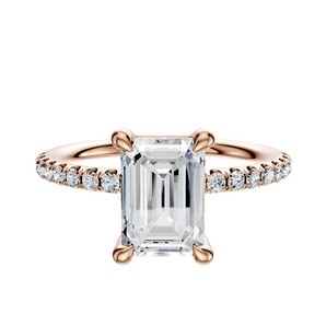 14K Rose Gold 4 Prong Basket Classic Dome 1-Row-Pave 2.5mm Engagement Ring