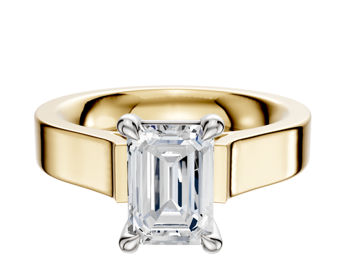 18K Two Tone 4 Prong Basket Cathedral Flat 4.0mm Engagement Ring