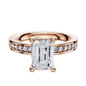 14K Rose Gold 4 Prong Basket Classic Flat 1-Row-Pave 2.5mm Engagement Ring