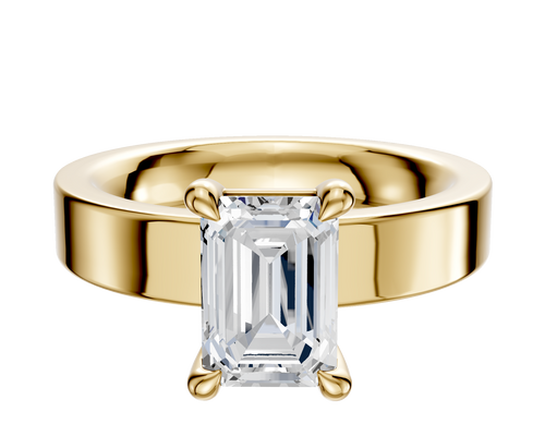 14K Yellow Gold 4 Prong Basket Classic Flat 4.0mm Engagement Ring