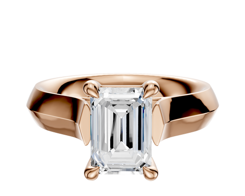 14K Rose Gold 4 Prong Basket Cathedral Knife Edge 4.0mm Engagement Ring