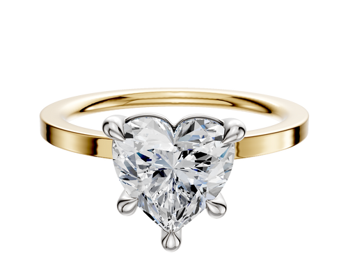 18K Two Tone 4 Prong Basket Classic Flat 1.5mm Engagement Ring