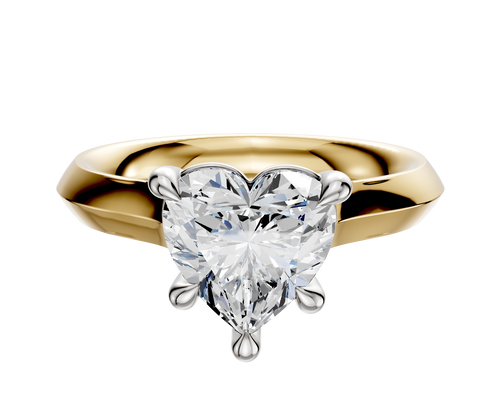14K Two Tone 4 Prong Basket Cathedral Knife Edge 3.0mm Engagement Ring