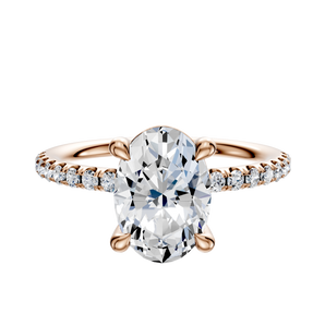 14K Rose Gold 4 Prong Basket Classic Dome 1-Row-Pave 2.5mm Engagement Ring