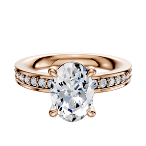 14K Rose Gold 4 Prong Basket Classic Flat 1-Row-Pave 2.5mm Engagement Ring