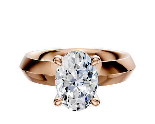 14K Rose Gold 4 Prong Basket Classic Knife Edge 4.0mm Engagement Ring