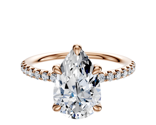 14K Rose Gold 4 Prong Basket Classic Dome 1-Row-Pave 2.5mm Engagement Ring