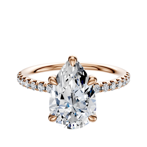 14K Rose Gold 4 Prong Basket Classic Dome 1-Row-Pave 2.5mm Engagement Ring