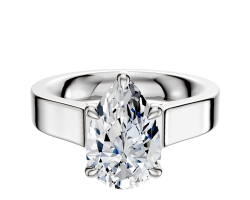 18K White Gold 4 Prong Basket Cathedral Flat 4.0mm Engagement Ring