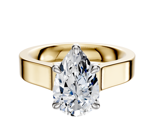 18K Two Tone 4 Prong Basket Cathedral Flat 4.0mm Engagement Ring