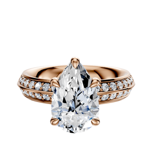 14K Rose Gold 4 Prong Basket Classic Knife Edge 1-Row-Pave 2.5mm Engagement Ring