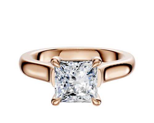 14K Rose Gold 4 Prong Basket Cathedral Dome 3.0mm Engagement Ring