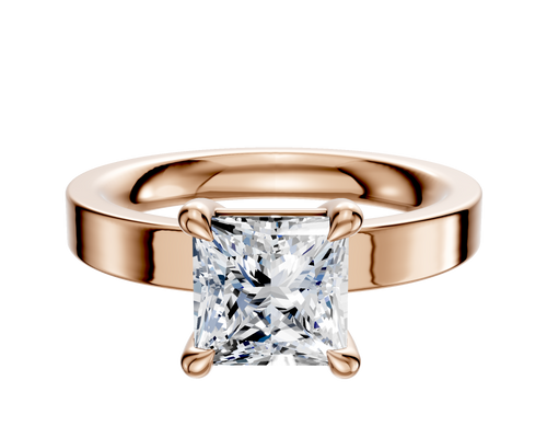 14K Rose Gold 4 Prong Basket Classic Flat 3.0mm Engagement Ring