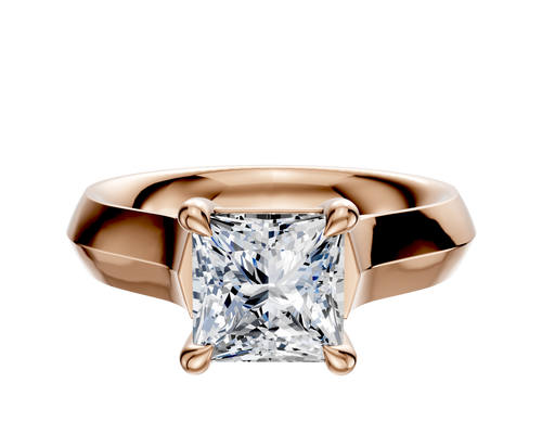 14K Rose Gold 4 Prong Basket Cathedral Knife Edge 4.0mm Engagement Ring