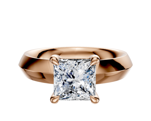 14K Rose Gold 4 Prong Basket Classic Knife Edge 4.0mm Engagement Ring