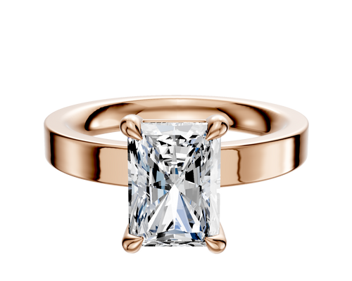 14K Rose Gold 4 Prong Basket Classic Flat 3.0mm Engagement Ring