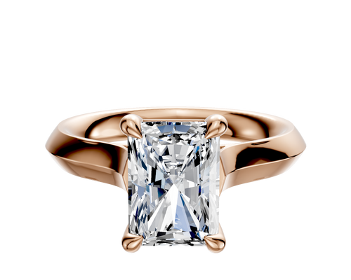 14K Rose Gold 4 Prong Basket Cathedral Knife Edge 3.0mm Engagement Ring