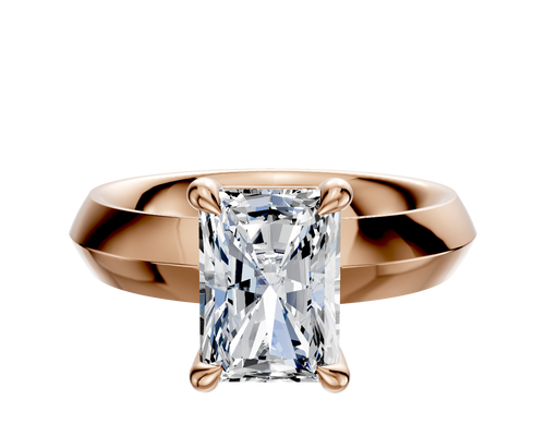 14K Rose Gold 4 Prong Basket Classic Knife Edge 4.0mm Engagement Ring