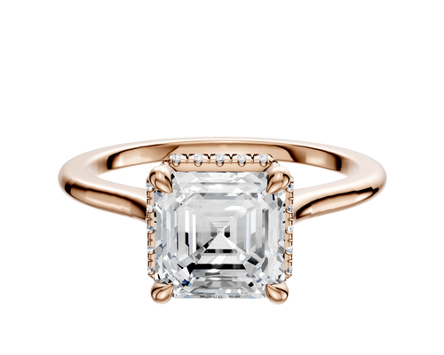 14K Rose Gold 4 Prong Collar Cathedral Dome 1.5mm Engagement Ring
