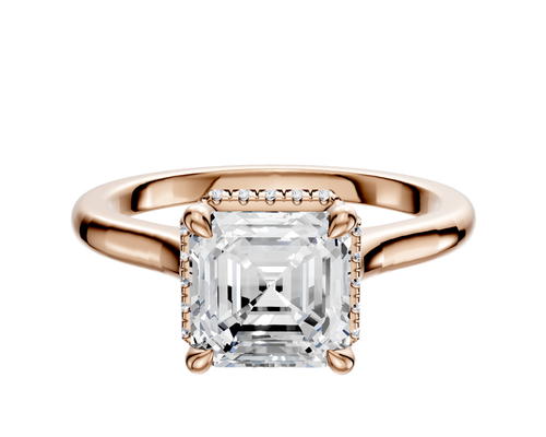 14K Rose Gold 4 Prong Collar Cathedral Dome 2.0mm Engagement Ring