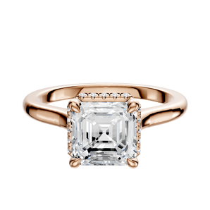 14K Rose Gold 4 Prong Collar Cathedral Dome 2.0mm Engagement Ring