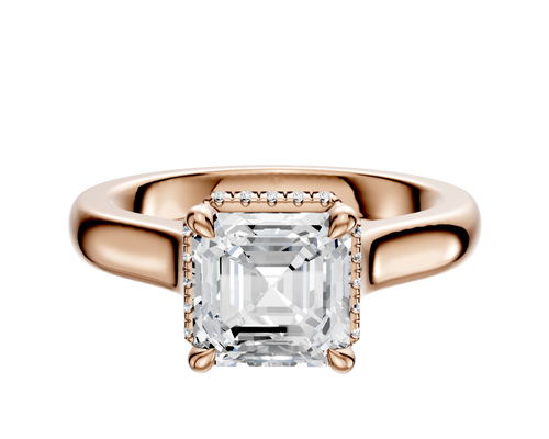 14K Rose Gold 4 Prong Collar Cathedral Dome 3.0mm Engagement Ring