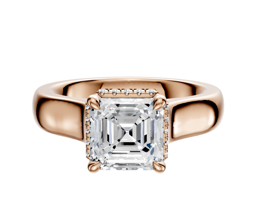 14K Rose Gold 4 Prong Collar Cathedral Dome 4.0mm Engagement Ring