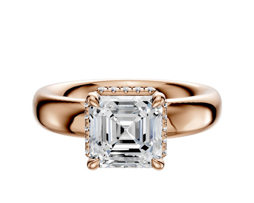 14K Rose Gold 4 Prong Collar Classic Dome 4.0mm Engagement Ring