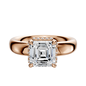 14K Rose Gold 4 Prong Collar Classic Dome 4.0mm Engagement Ring