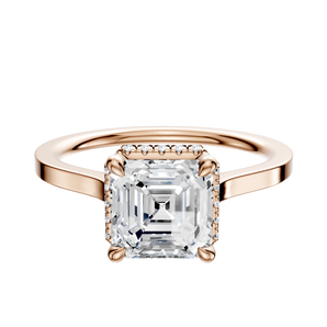 14K Rose Gold 4 Prong Collar Cathedral Flat 1.5mm Engagement Ring