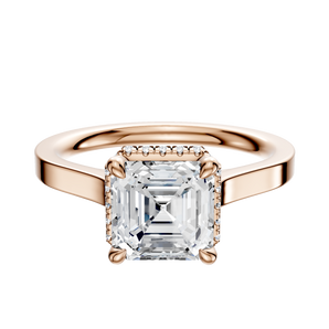 14K Rose Gold 4 Prong Collar Cathedral Flat 2.0mm Engagement Ring