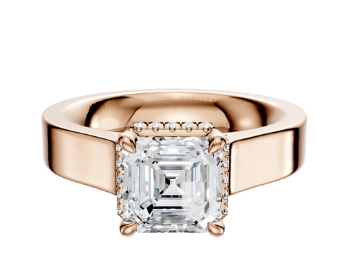 14K Rose Gold 4 Prong Collar Cathedral Flat 4.0mm Engagement Ring