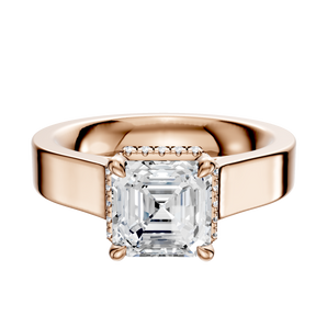 14K Rose Gold 4 Prong Collar Cathedral Flat 4.0mm Engagement Ring