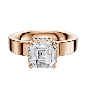 14K Rose Gold 4 Prong Collar Classic Flat 4.0mm Engagement Ring