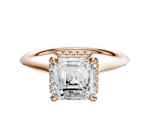 14K Rose Gold 4 Prong Collar Cathedral Knife Edge 1.5mm Engagement Ring