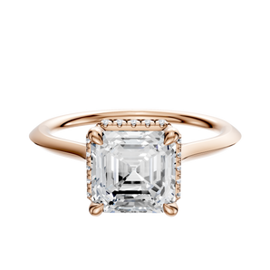 14K Rose Gold 4 Prong Collar Cathedral Knife Edge 1.5mm Engagement Ring