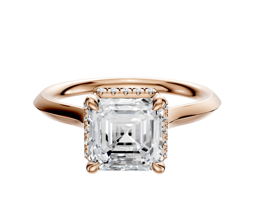 14K Rose Gold 4 Prong Collar Cathedral Knife Edge 2.0mm Engagement Ring